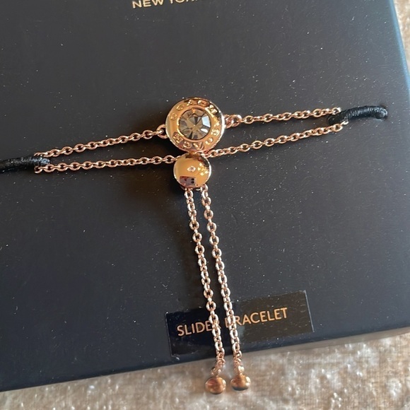 Brand New Coach Open Circle Slider Bracelet Rose Gold Glass Stone - Picture 6 of 12